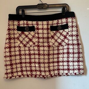 River Island Red and Cream Tweed Mini Skirt